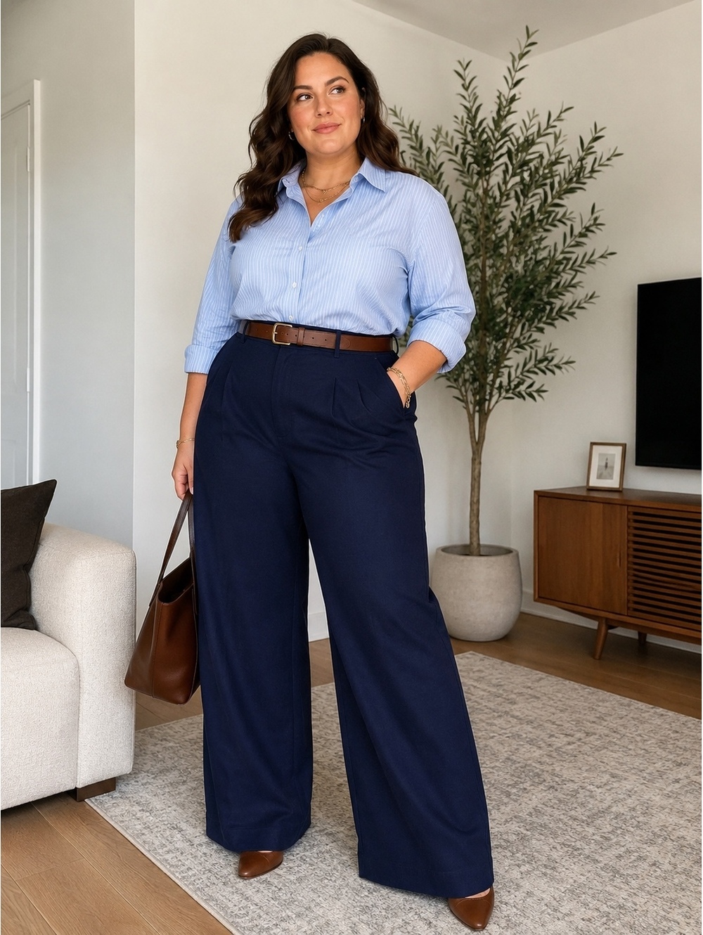 NWT Polo Ralph Lauren Navy Wide Leg Stretch Pants Size Classic Trousers